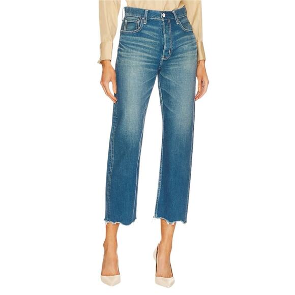 MOUSSY Walmore Wide Straight Leg High Rise Raw Hem Jeans - Picture 3 of 12
